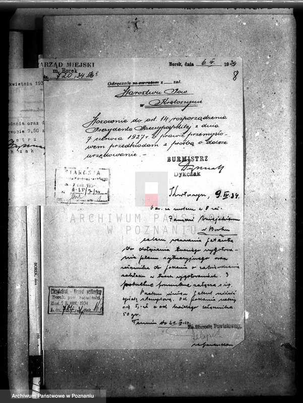 image.from.unit.number "Zatwierdzenie zakładu przemysłowego /młyna/ w Borku, pow. krotoszyński własność E. Sobańskiego"