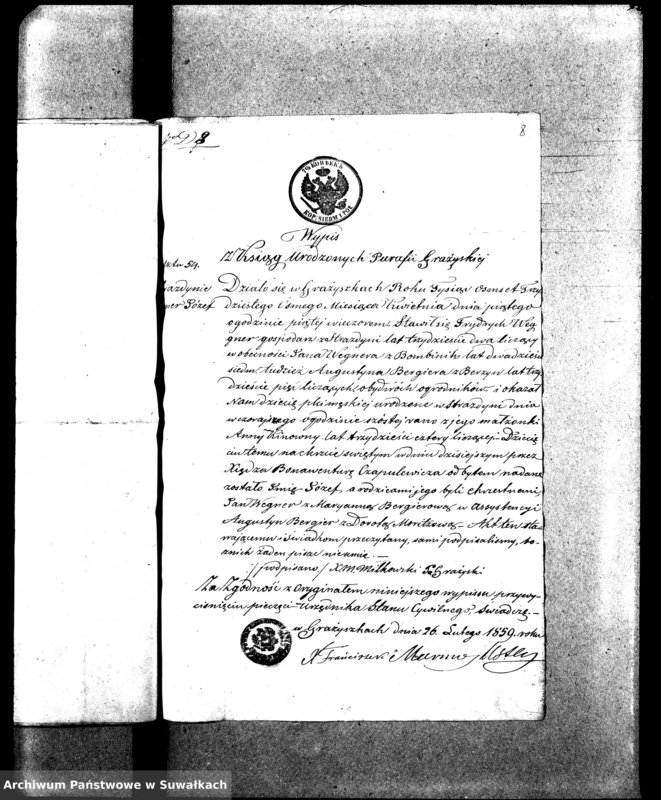 image.from.unit.number "Dowody do Aktów Małżeństw Parafii Ew. Augsburskiej Wiżajny za rok 1859"