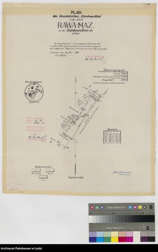 Obraz 1 z jednostki "Plan des Grundstückes "Zamkowa-Wola" in der Stadt Rawa-Mazowiecka an der Zamkowa-Wola-strasse gelegen"