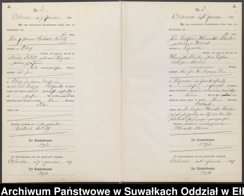 image.from.unit.number "Geburts-Neben-Register des Preussischen Standes-Amtes Orlowen Kreis Loetzen"