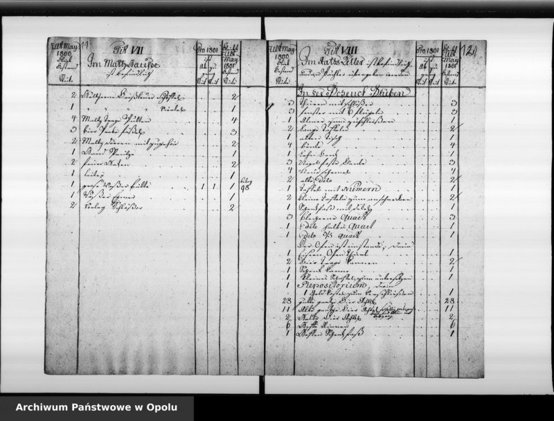 Obraz 11 z jednostki "Inventarium von denen Städtschen Utensilien Stücken bey der Königlichen Preussischen Immediat Stadt Oppeln. Pro 1800/1, 1801/2, 1802/3, 1803/4, 1804/5, 1805/6."