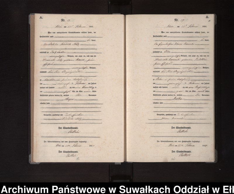 image.from.unit.number "Geburts-Neben-Register des Königlichen Preussischen Standes-Amtes Orlen Kreis Loetzen"