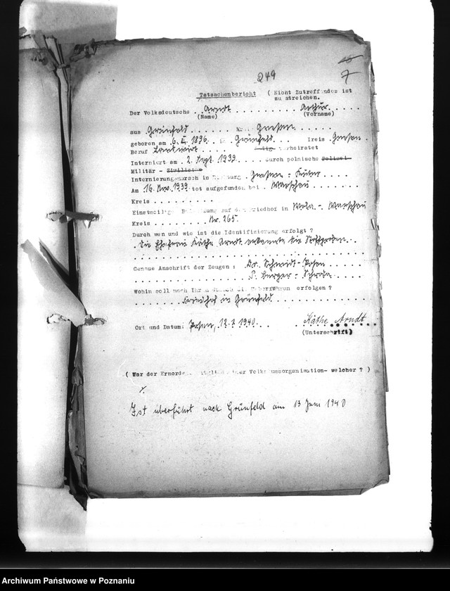 Obraz 11 z jednostki "Wykazy miejscowych Niemców, którzy zginęli w 1939 roku A - P"