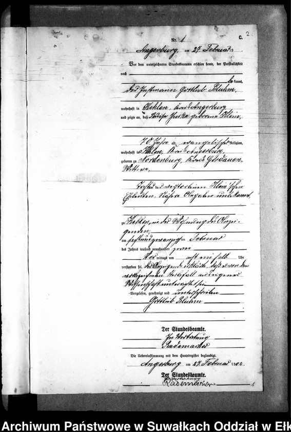 image.from.unit.number "Sterbe-Neben-Register des Preussischen Standes-Amtes Kehlen Kreis Angerburg"