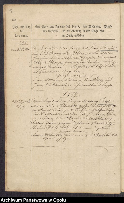 image.from.unit.number "Copulations-Buch von Osseg vom Jahre 1798 - [1873] [Kościół filialny w Osieku Grodkowskim parafii rzymskokatolickiej w Lipowej]"