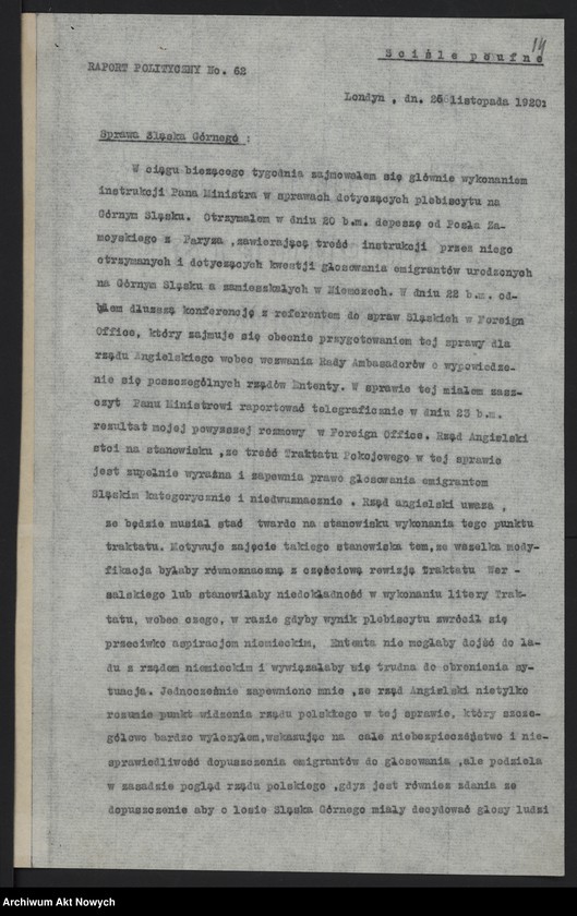 image.from.unit.number "Raporty polityczne Poselstwa Polskiego w Londynie nr 61-66,68, przesłane przez J. Ciechanowskiego"