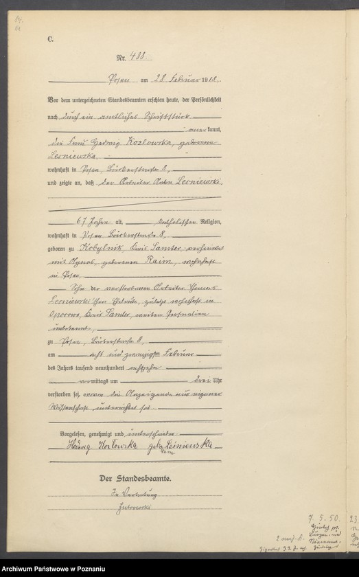 Obraz 16 z jednostki "Księga miejscowa zgonów tom II [Rejestr główny zgonów]"