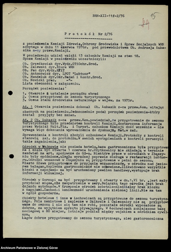 image.from.unit.number "Protokóły z posiedzeń Komisji Zdrowia, Spraw Socjalnych i Ochrony Środowiska Wojewódzkiej Rady Narodowej w Zielonej Górze"