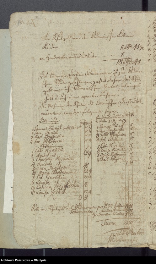 image.from.unit.number "Schul-Cassen Rechnung des Kirchspiels Widminnen"