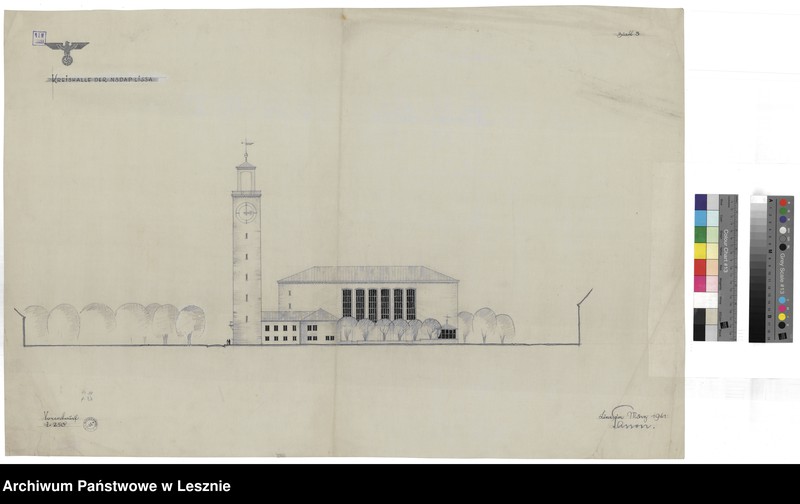 Obraz 4 z jednostki "Leszno miasto. Koncepcja architektoniczno-budowlana projektowanej auli przy budynku NSDAP (obecnie Zespół Szkół Nr 4, budynek niezrealizowany)."