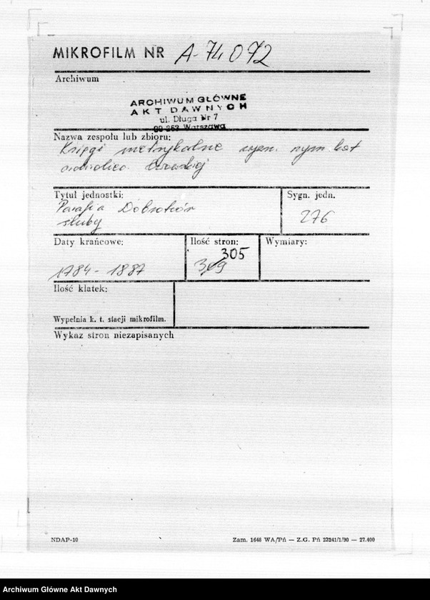 image.from.unit.number "Parafia: Dobrotwór. Dekanat: Busk. Księga metrykalna ślubów dla miasta Dobrotwór i wsi Zawonie 1788-1876, wsi: Sielec Bieńków 1786-1887, Chołojów i Niestanice 1787-1887. Tom I."