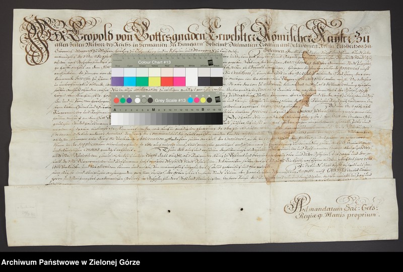 image.from.unit.number "Leopold I, cesarz rzymski narodu niemieckiego, pozwala miastu Świebodzin sprzedać połowę swego udziału w dobrach Birkholtz, tak zwane iure reluibili"