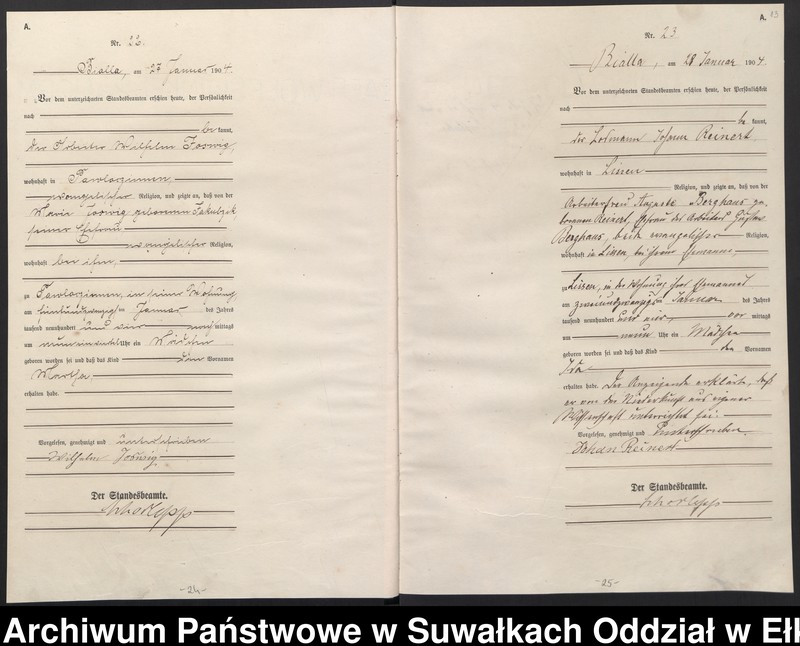 image.from.unit.number "Geburts-Haupt-Register des Königlichen Preussischen Standes-Amtes Bialla Kreis Johannisburg"