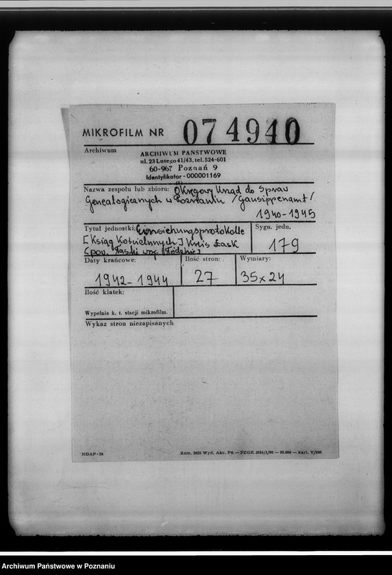 image.from.unit.number "Einziehungsprotokolle [ksiąg kościelnych] Kreis Lask [powiat łaski, województwo łódzkie]"