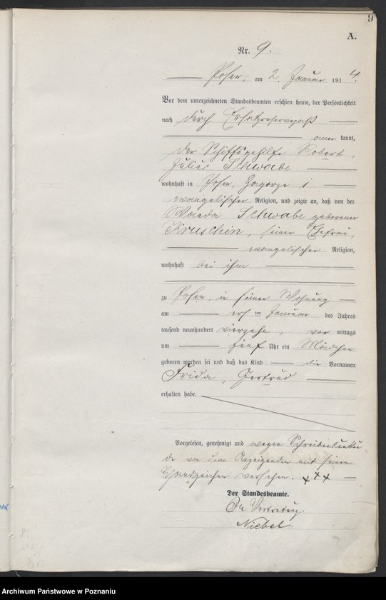 Obraz 11 z jednostki "Księga miejscowa urodzeń tom I [Rejestr główny urodzeń]"