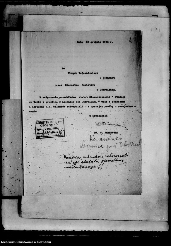 Obraz 6 z jednostki "/Stowarzyszenie,,Fundusz do Walki z Gruźlicą w Lecznicy pod Obornikami/"