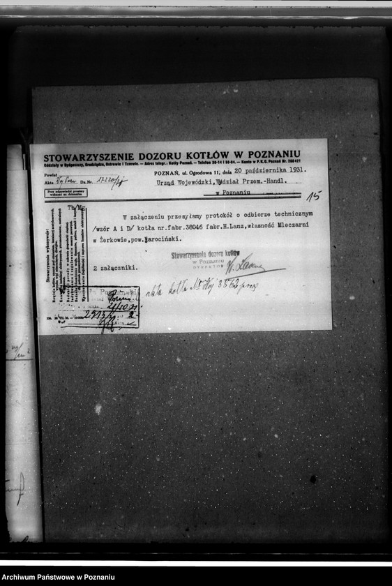 Obraz 20 z jednostki "Mleczarnia Fr. Borkowskiego w Żerkowie nr woj. kotła 3862"