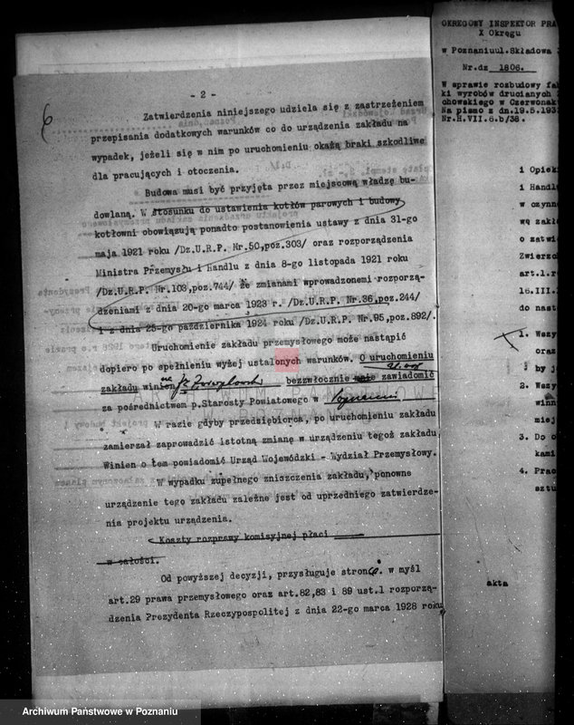 Obraz 10 z jednostki "Zatwierdzenie zakładu przemysłowego /fabryki wyrobów drewnianych/ A. Zwierzchowski i Spółka w Poznaniu"