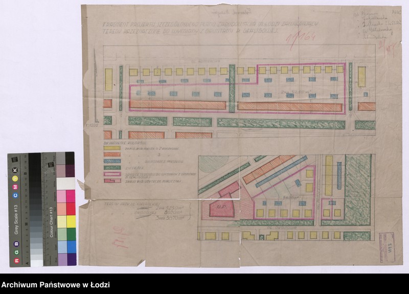 Obraz 1 z jednostki "Fragment projektu szczegółowego planu zabudowania m. Łodzi zawierający tereny przeznaczone do wymiany z gruntami p. Gehligowej"