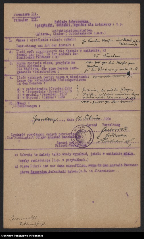 Obraz 11 z jednostki "[Zakłady dobroczynne - m.in. szpitali w Grudziądzu - przydziały mięsa]"