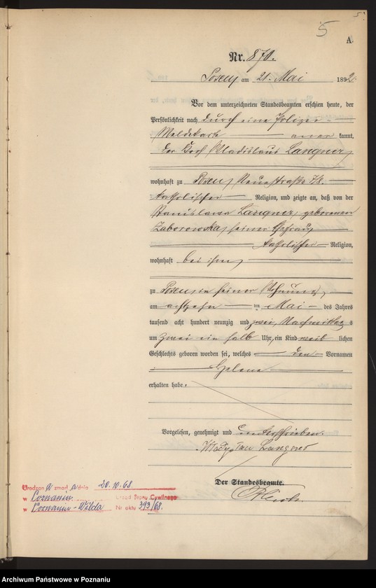 Obraz 8 z jednostki "Księga urodzeń t. III"