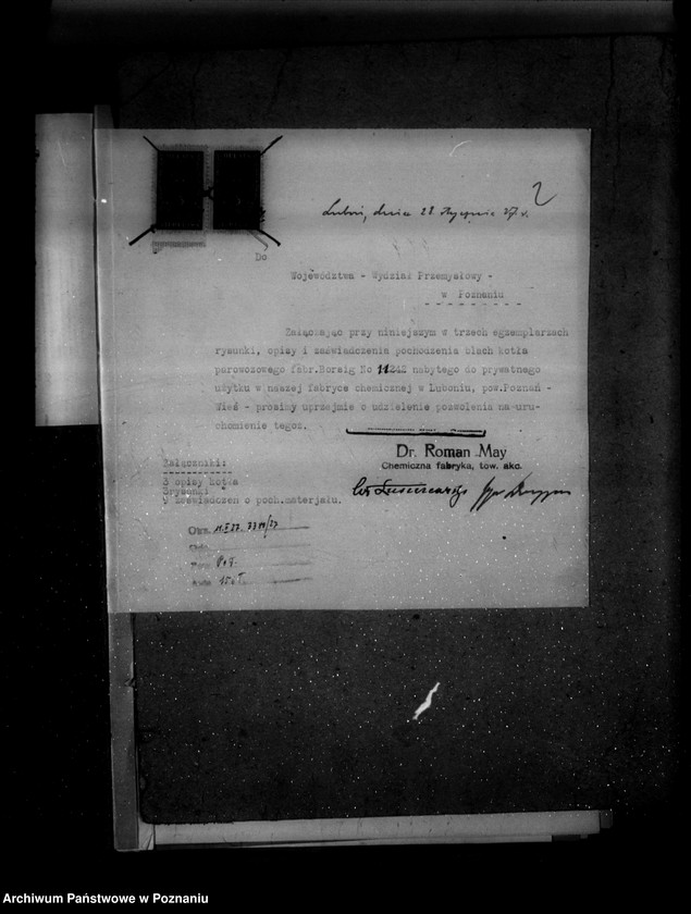 Obraz 6 z jednostki "Chemiczna Fabryka- Towarzystwo Akcyjne Dr R. Maya nr woj 5495 Luboń powiat poznański"