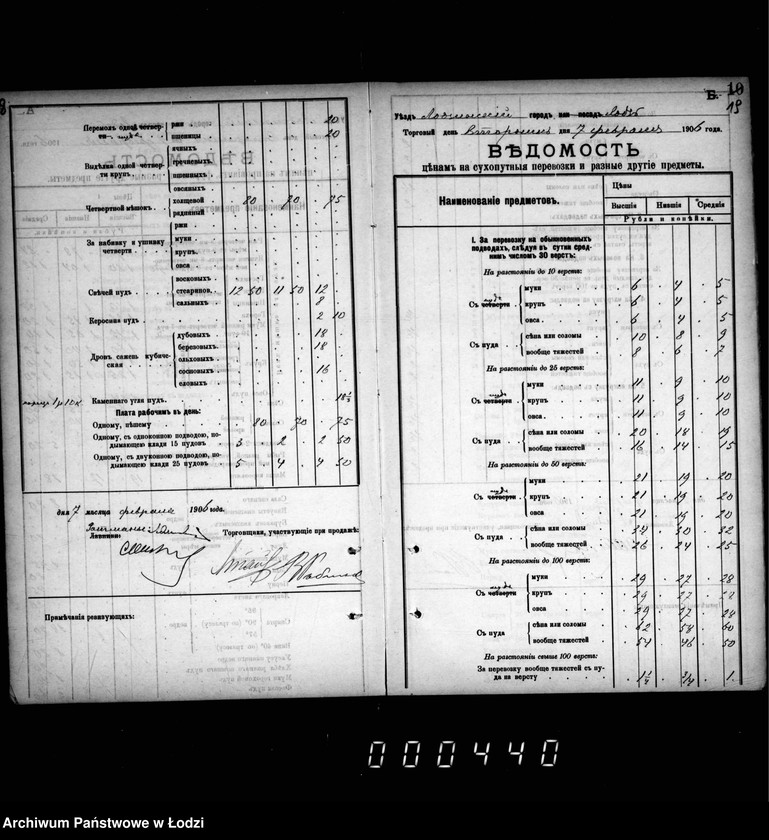 Obraz 14 z jednostki "Fora´lnaja kniga dlja zapisyvanija torgovych cen na proviant i furaž v gorode Lodzi s 1 janvarja 1906 goda po 1 janvarja 1912 goda"