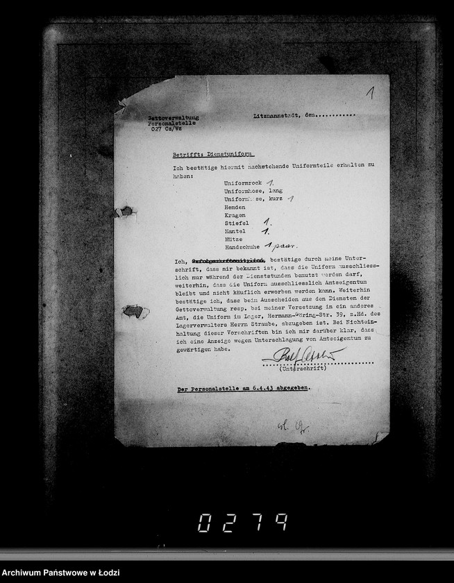 Obraz 5 z jednostki "Ausgeschiedene Dienstuniformen"