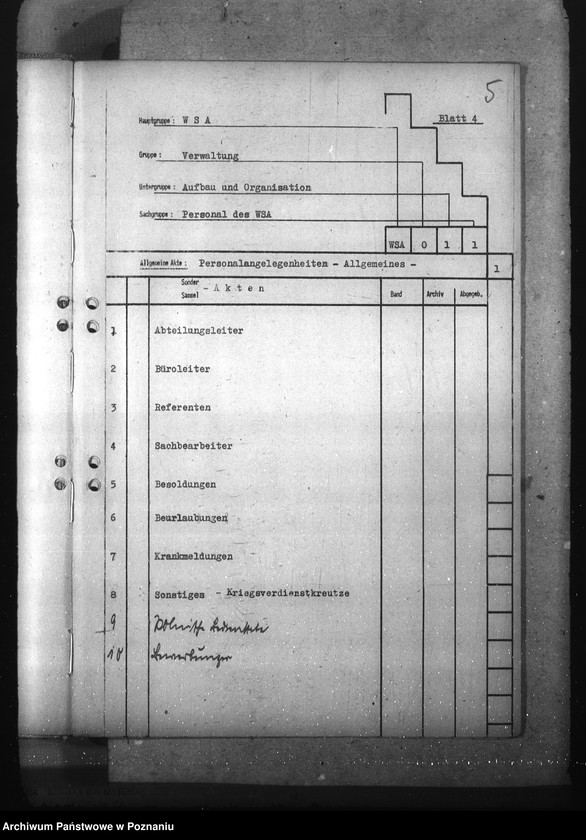 Obraz 9 z jednostki "Wykaz dla urzędu Wohnungs- und Sied- lungsamt"