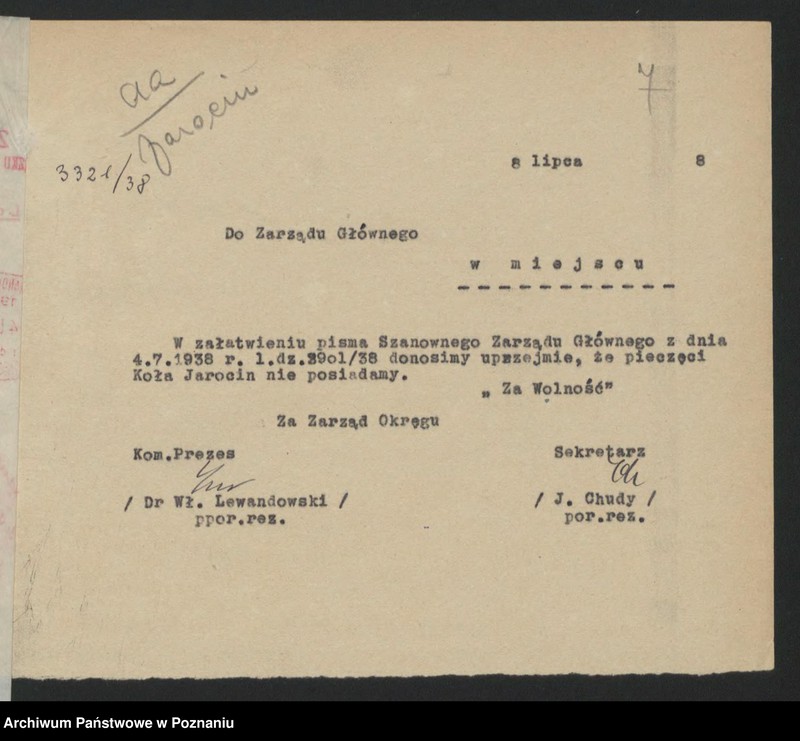 Obraz 10 z jednostki "Akta Koła Jarocin im. Ostroróg Górzyńskiego."