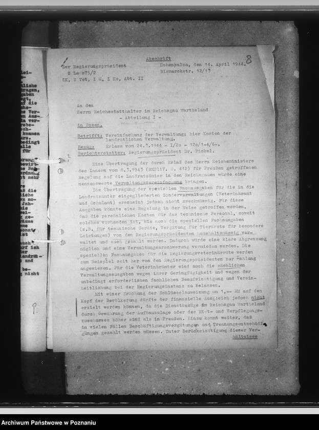 Obraz 12 z jednostki "Vereinfachung der Verwaltung. Kosten der landrätlichen Verwaltung"