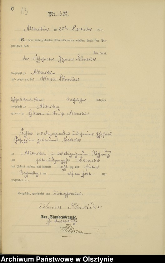 image.from.unit.number "Sterbe-Haupt-Register Tom II,Nr 317 - 332"