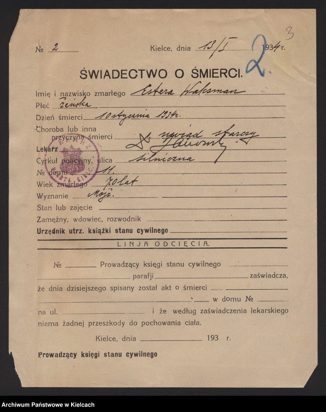 image.from.unit.number "Załączniki do akt zgonu Okręgu Bożniczego Kielce za rok 1934"
