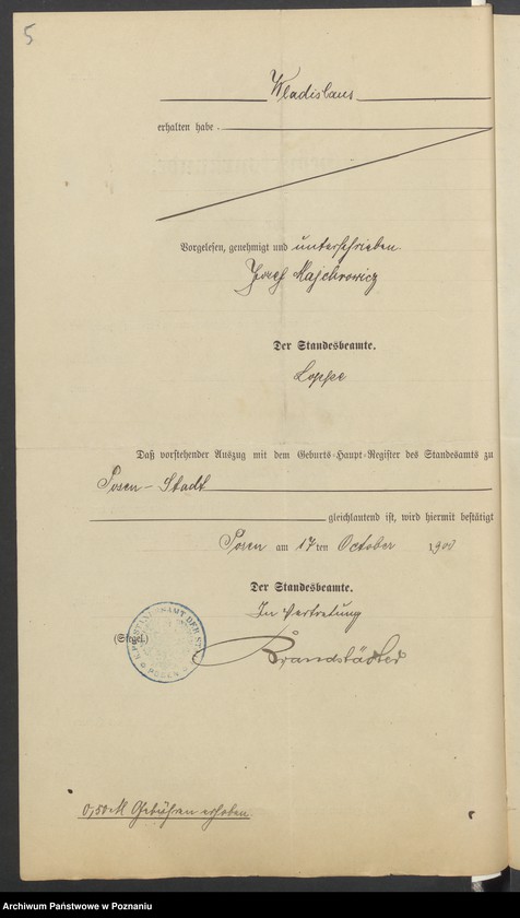 Obraz 7 z jednostki "Die von den Verlobten beigebrachten Urkunden zur Eheschliessung pro 1900"