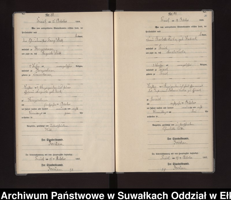 image.from.unit.number "Sterbe-Neben-Register des Königlichen Preussischen Standes-Amtes Gneist Kreis Lötzen"