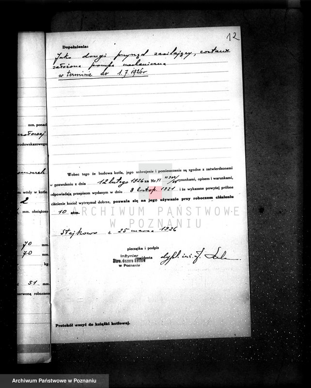 Obraz 17 z jednostki "Suszarnia płatków ziemniaczanych W. Raczyńskiego w Stajkowie pow. czarnkowski kocioł nr woj. 1369"