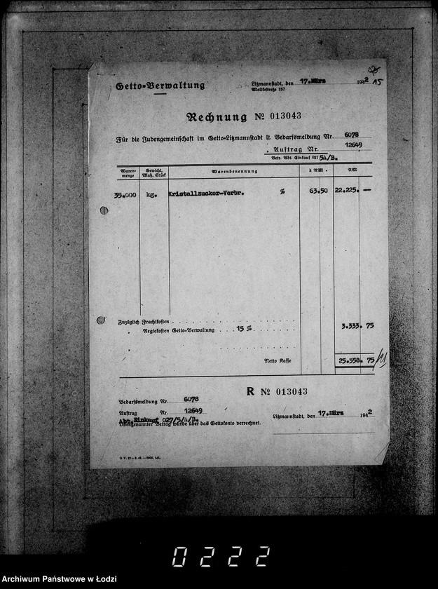 Obraz 19 z jednostki "Aufträge [Lieferscheinen und Rechnungen] 12596-12650 Lebensmitteleinkauf 5/Mü"