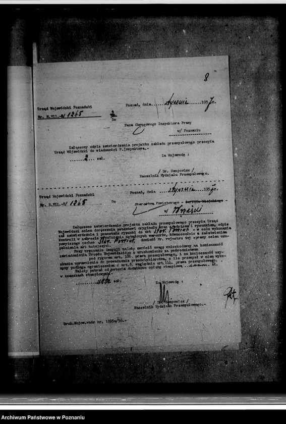 Obraz 12 z jednostki "Zatwierdzenie zakładu przemysłowego /śrutownika/ J. Schultza we Wrześni"