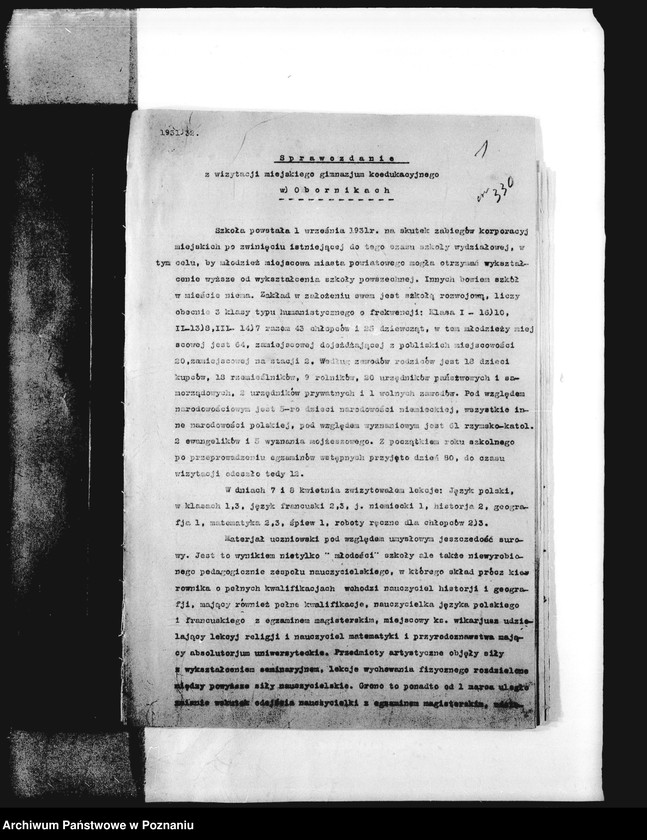 Obraz 4 z jednostki "Prywatne Gimnazjum Koedukacyjne- Oborniki [protokoły z wizytacji]"