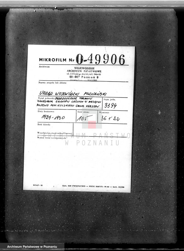 Obraz 2 z jednostki "Przedłużenie terminu zalesienia gruntów leśnych w majątku Mniewo powiatu kolskiego gmina Karczew"