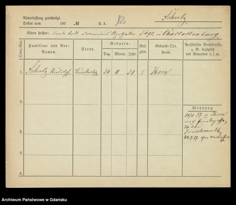 image.from.unit.number "Karty meldunkowe: Schulz Rudolf -Schuntermann"