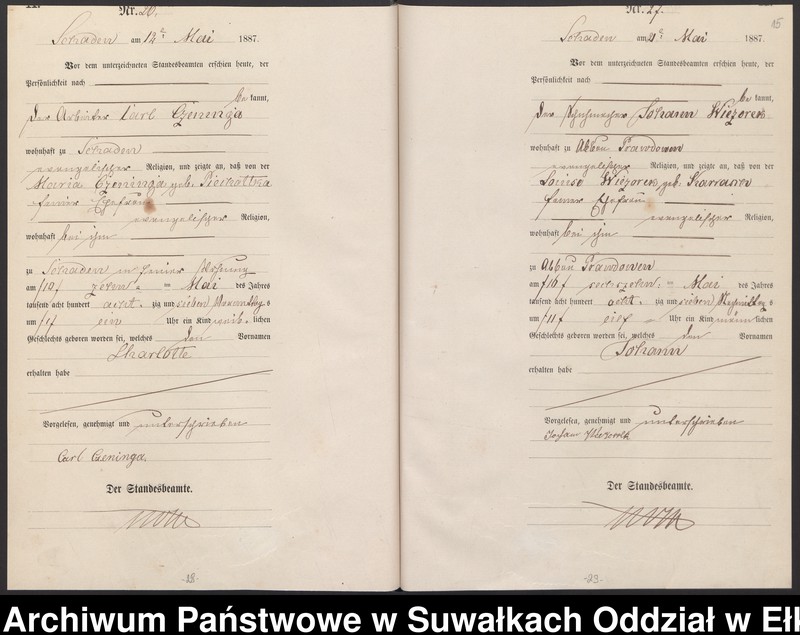image.from.unit.number "Geburts-Haupt-Register des Königlich Preussischen Standes-Amtes Schaden Kreis Sensburg"