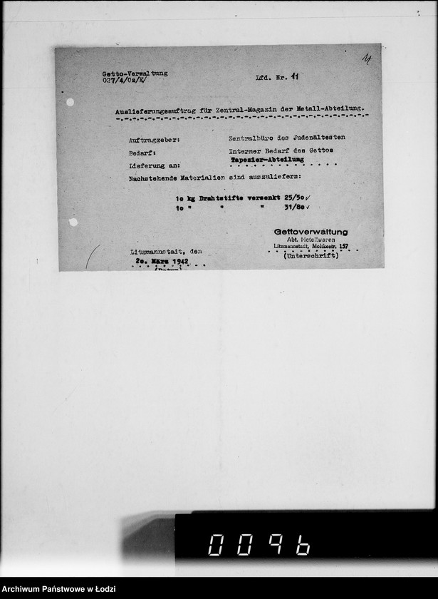 Obraz 15 z jednostki "Auslieferungsaufträge [na dostawę maszyn i artykułów metalowych do Getta]"