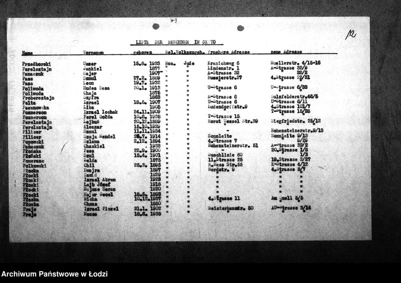 Obraz 16 z jednostki "[Alfabetyczny spis mieszkańców getta. Litera P]"