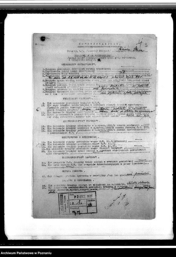 Obraz 7 z jednostki "Korespondencja Związku Strzeleckiego, sprawozdania, kwestionariusze ewidencyjne, rozkazy Komendy Powiatowej Związku Strzeleckiego w Koninie i podległych jej oddziałów"