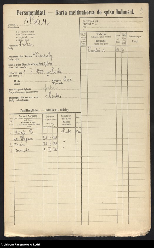 Obraz 5 z jednostki "[Spis ludności Łodzi] Ber - Behr"