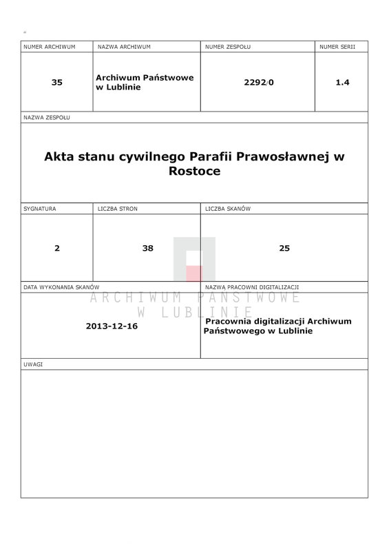 image.from.team "Akta stanu cywilnego Parafii Prawosławnej w Rostoce"