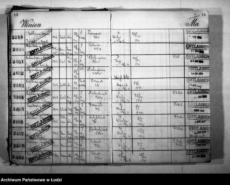Obraz 16 z jednostki "Entlassungsbuch [Imienny spis więźniów, dane personalne]"