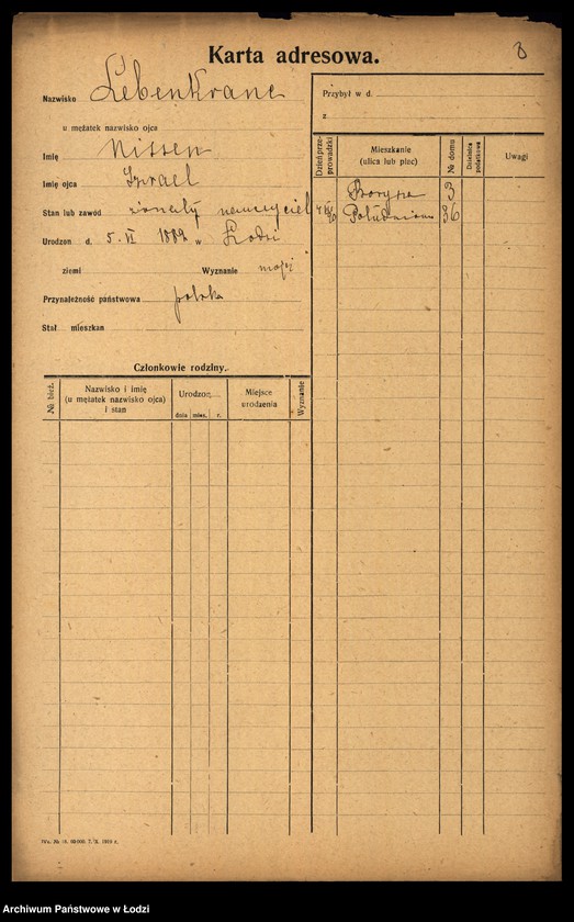 Obraz 10 z jednostki "[Spis ludności Łodzi] Lebendiger - Löffler"