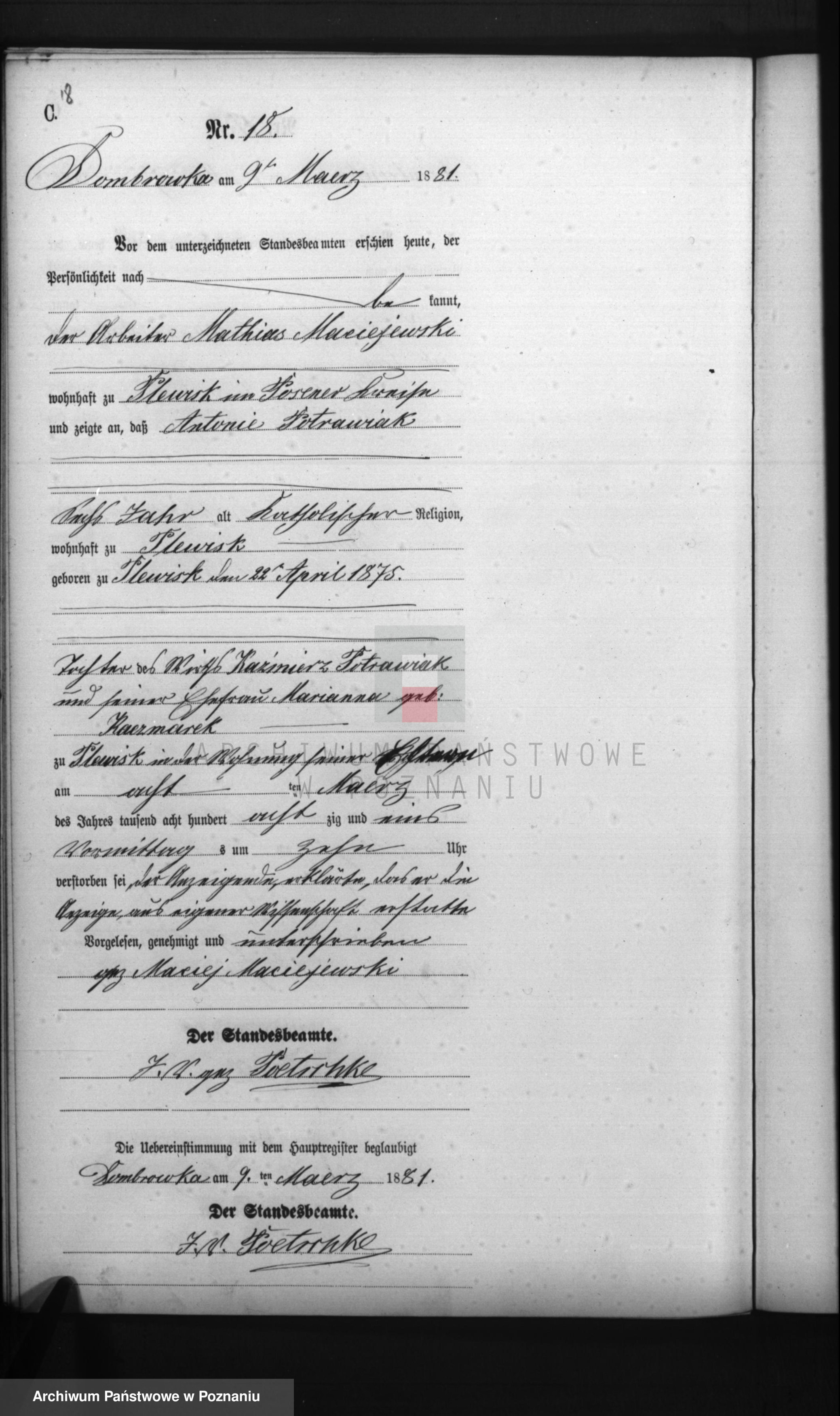 Skan z jednostki: Księga zgonów